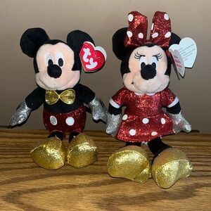 TY sparkle Mickey & Minnie Mouse beanie babies collection